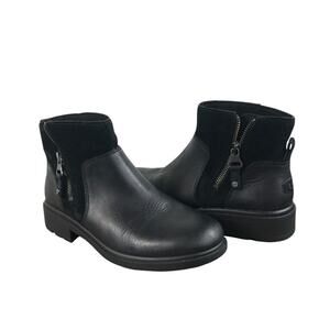 UGG Leather Harrison Zip Ankle Boots W's Sz 8 Black Waterproof Stylish Comfort
